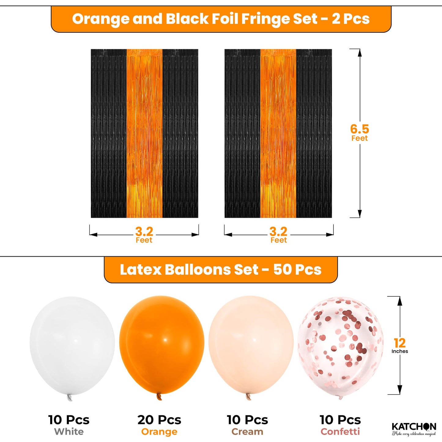 KatchOn, Halloween Decoration Bundle – 71 Pack Hanging Halloween Set with Banner, Garlands, Ghost Swirls, Pumpkins And Orange And Black Decoration Set with Fringe Backdrop And Balloon Arch Kit