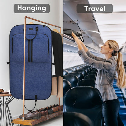 BALEINE Travel Garment Bag, Travel Suit Bag for Men, Water Resistant Carry on Garment Bag for Hanging Clothes, Garment Duffel Bag for Travel Business (Blue)
