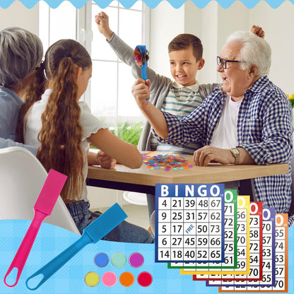 Coopay Magnetic Bingo Wand Chip and Game Card Set - 2 Pack Magnetic Wands, 200 Colorful Metal Chips, 48 Bingo Paper Cards for Kids Classroom Science Learning Counting Family Game Night Educational