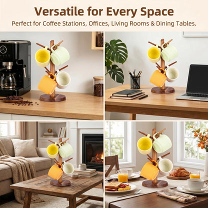 E-ROOM TREND Acacia Wood Coffee Mug Holder Countertop