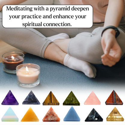 Amazing Gemstone Pack of 11 Crystal Pyramid Healing Stones - 1" Wholesale Bulk Crystals Pyramid Figurine of Natural Stone for Meditation, Reiki, Chakra Balancing and Crystal Pyramids Grid