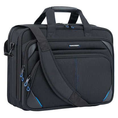 KROSER Laptop Bag 15.6 Inch Briefcase Messenger Bag Water Repellent Computer Case Shoulder Bag Durable Tablet Sleeve for Business/College/Women/Men - Black/Blue