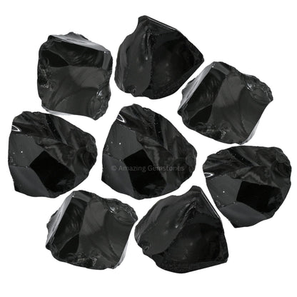 Amazing Gemstone Black Obsidian Raw Crystals and Healing Stones, Natural Rocks for Tumbling and DIY Raw Stones and Crystals (1 LB)