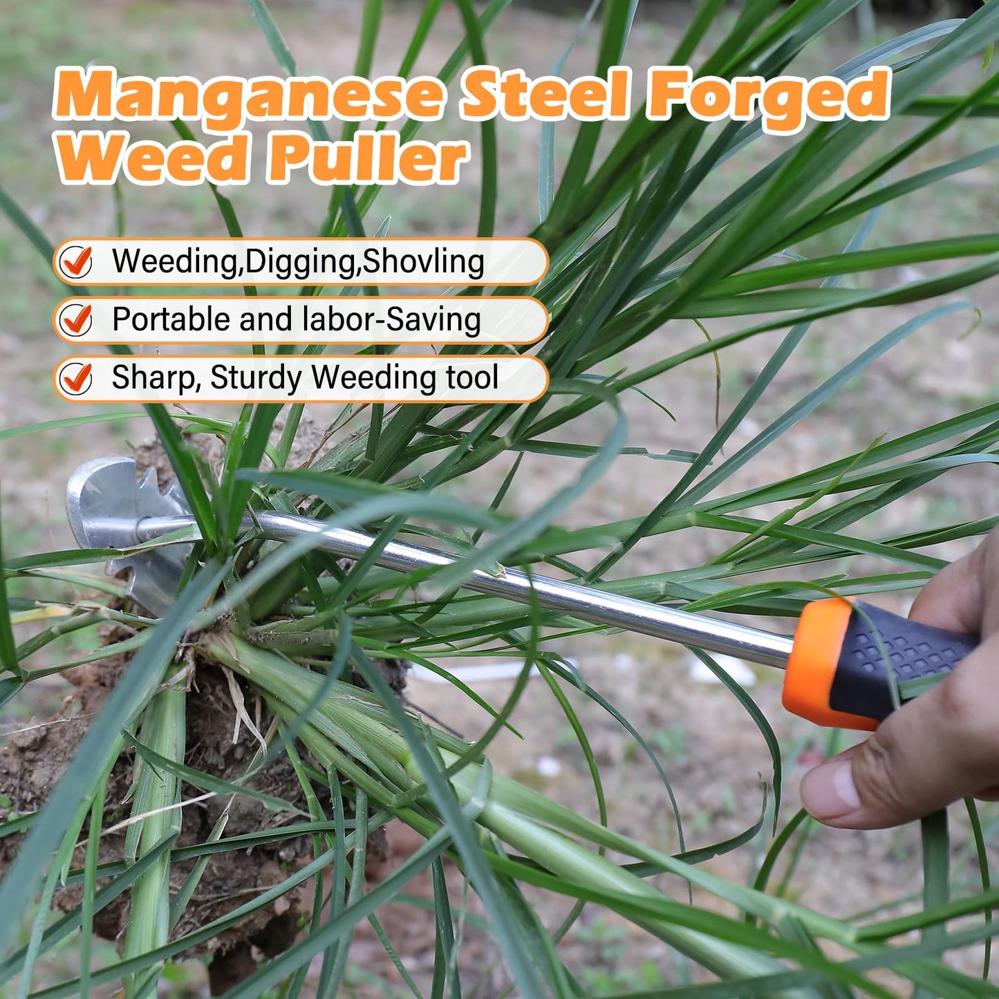Carrie Rowe Weed Remover Tool,New Durable Garden Weed Tool,Gardening Weeding Tools,Portable Garden Weeding Tool for Vegetable Gardening Backyard Farm Planting & Weeding (Rubber Handle)