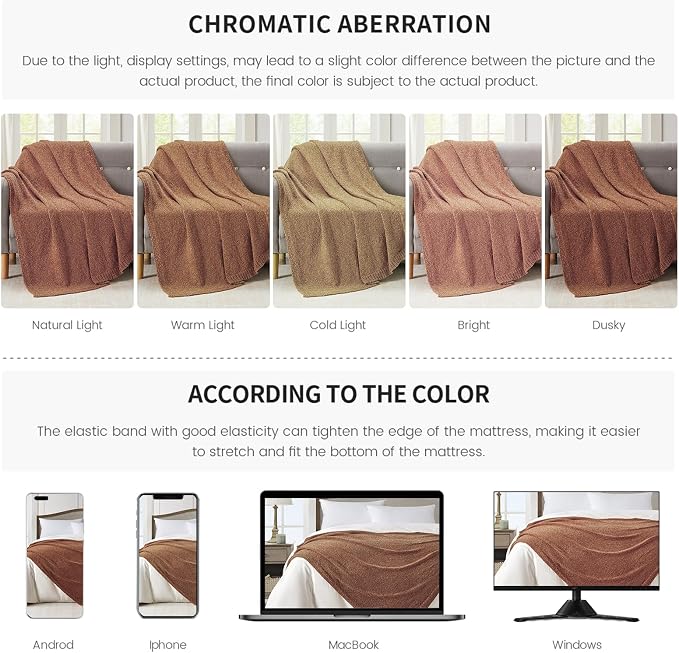 BOURINA Chenille Throw Blanket for Couch Sofa Chair Bed Home Decoration, Soft Warm Cozy Blanket for All Season（50" x 60", Coral）