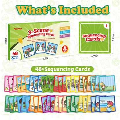 Kasfalci Sequencing Cards, Sequence Game for Kids, Speech Therapy Materials for Autism, Improve Storytelling,Social Skills, Sentence Building, Preschool Learning Activities for Classroom & Homeschool