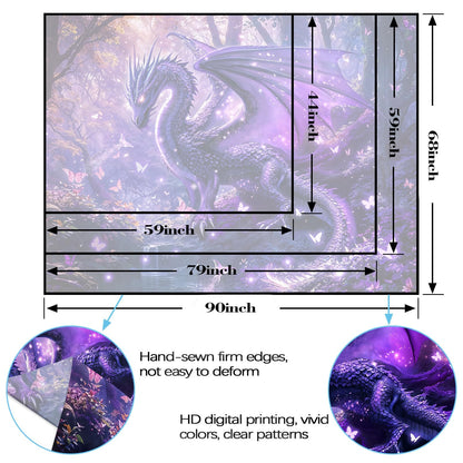 Spenlife Purple Mystical Forest Dragon Wall Tapestry, Fantasy Enchanted Wood Tapestries for Room Decor, Dreamy Tapestry 60x44 Inch