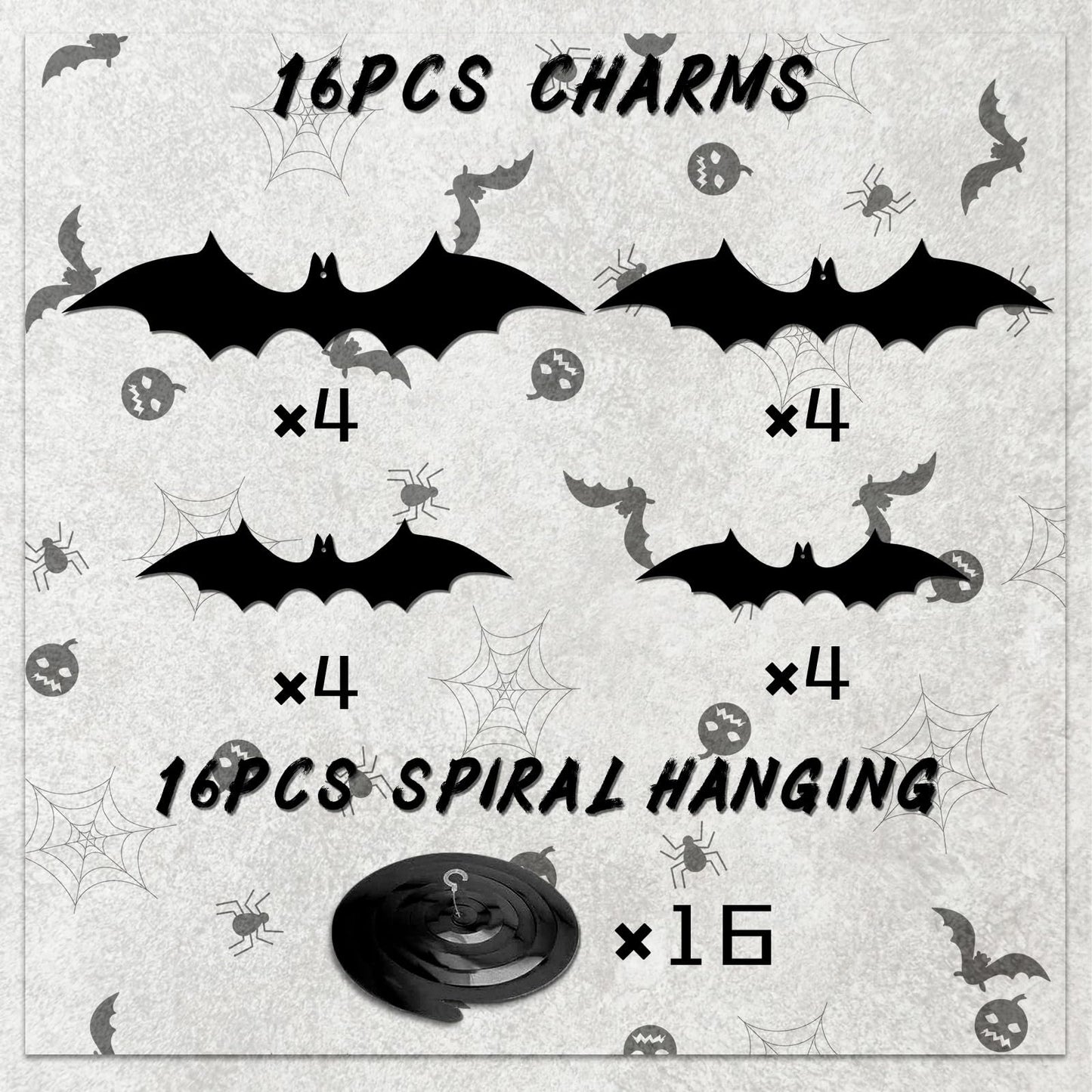 32 Pcs Halloween Bat Hanging Swirls Decorations, Black Bat Ceiling Streamers with Foil Spirals, Halloween Party Decor for Ceiling Window Porch Classroom Office Haunted House
