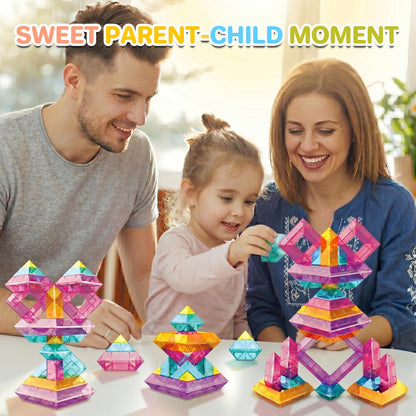 48 PCS Sensory Stacking Blocks, Light Table Compatible Building Blocks, STEM Educational Learning Resources for Toddlers Boys Girls Ages 3+