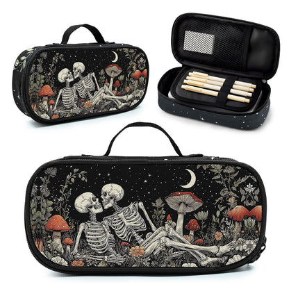 Betyiwling Skull Couple Pencil Case for Girls Boys Teen Large Capacity Portable Pencil Bag Pouch Box with Zipper School Supplies Stationery Storage Organizer for Back to School