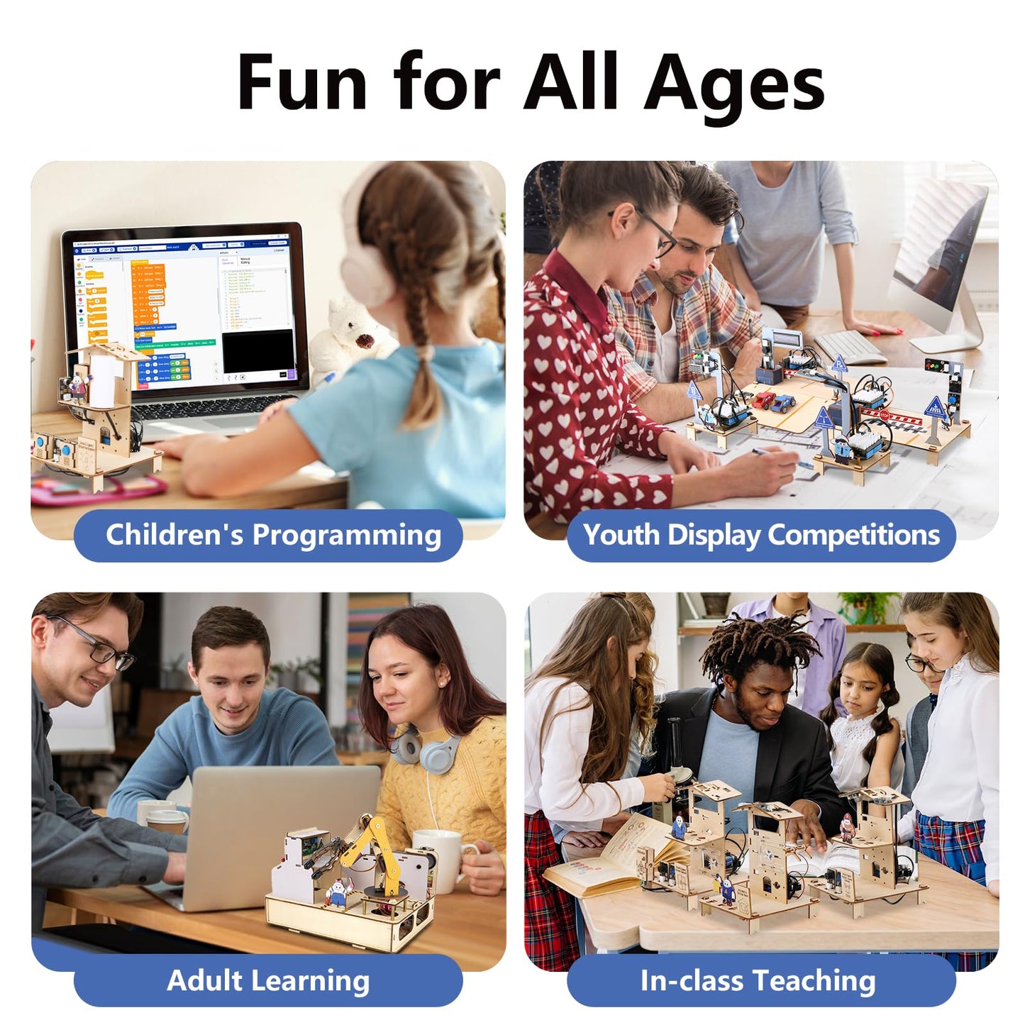 ACEBOTT IoT STEM Kit for Kids，Smart Factory Starter Kit for Arduino ESP32，3D Wooden Puzzles DIY Model Science Educational Set Building Toys for Adults Teens 10+