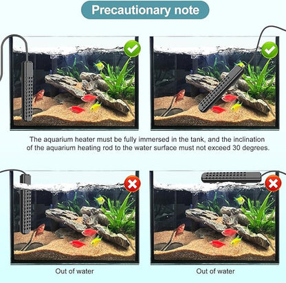 200W Aquarium Heater for 20-40 Gallon with Auto Shut-Off When Leaving Water—Submersible Fish Tank Heater, Dry-Burn & Overheat Protection, Explosion-Proof, Freshwater Saltwater Turtle Tank