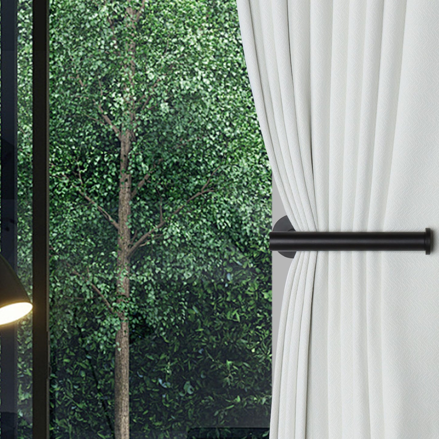 Groleca Adhesive Curtain Holdbacks - 4 Pack No Drill Tie Backs Hooks for Drapes, Damage-Free Wall Mounted Curtain Holders with Strong Adhesive (Black)