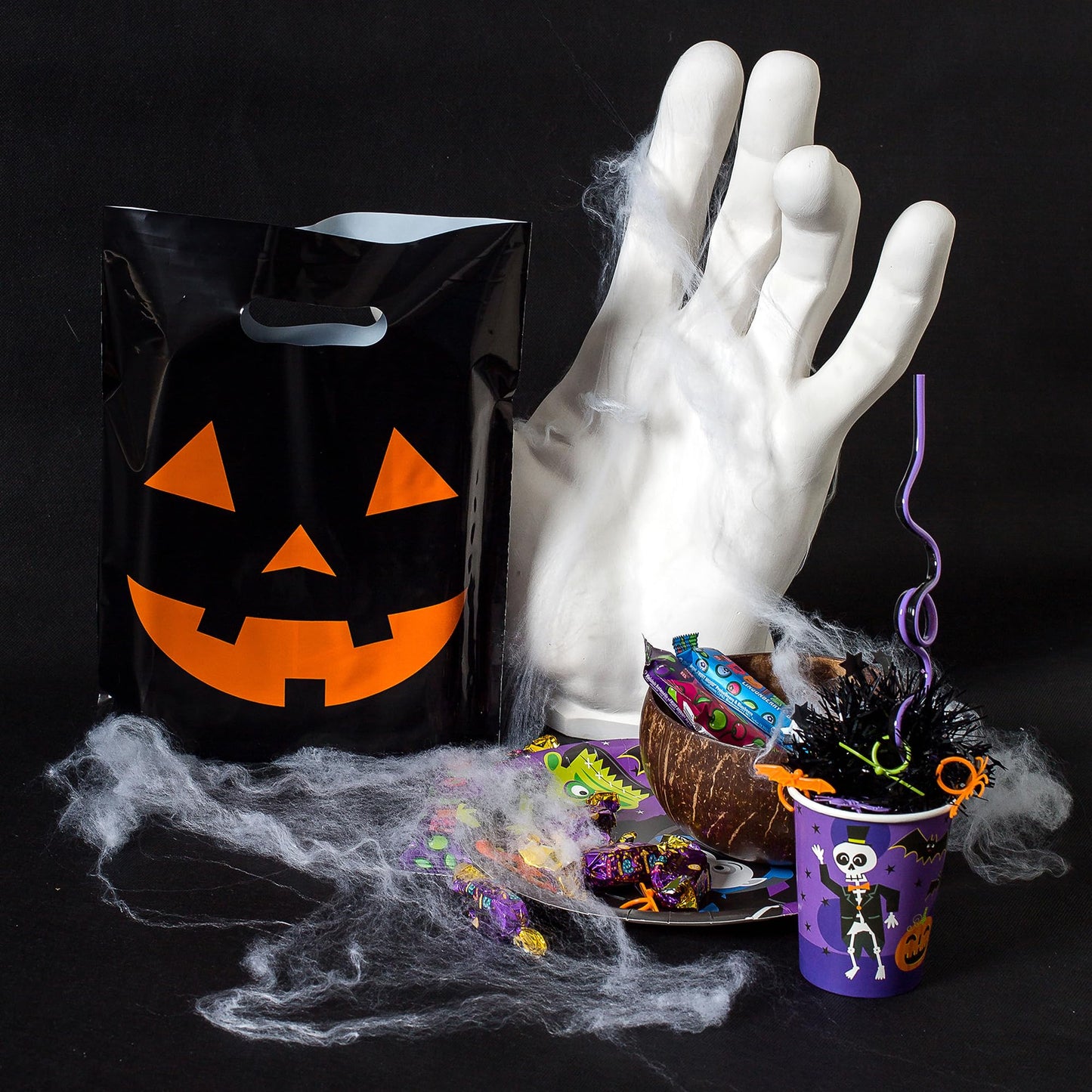 Choice Marts 100 Halloween Bags 9"x12" Glossy Great For Goodies Also Perfect as Small Halloween Bags For Trick or Treat