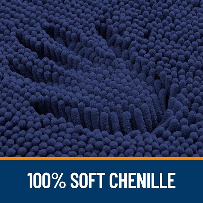 OLANLY Toilet Rugs U-Shaped 24x24, Extra Soft Absorbent Chenille Contour Bathroom Rugs for Toilet, Dry Quickly, Machine Washable, Non-Slip Bath Mat, Twilight Sapphire