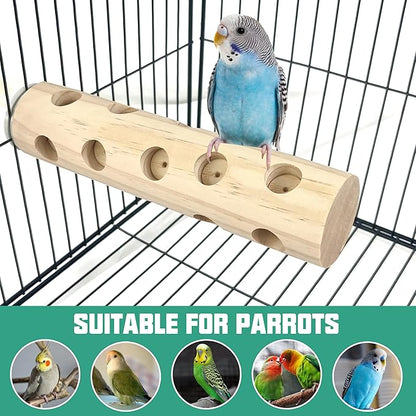 Natural Bird Wooden Block Chewing Toy,Parakeet Toys, Bird Cage Accessories for Hamster Cockatiels Conures Budgie