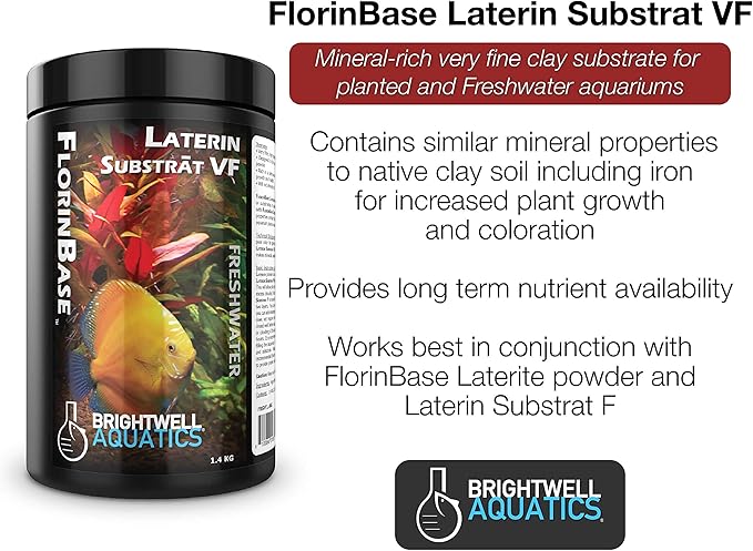 Brightwell Aquatics FlorinBase Laterin Substrat VF - Very Fine Granular High Porosity Clay Base Substrate for Planted and Freshwater Shrimp Aquaria, 1.4 Kg