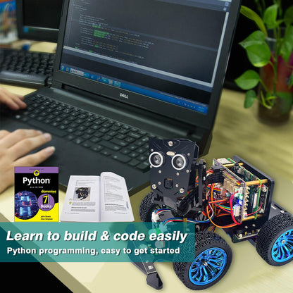 Adeept PiCar-B Mars Rover Smart Car Kit for Raspberry Pi 5/4B/3B/3B+, Obstacle Avoidance, Line Tracking, Light Tracing, Camera, Speech Recognition, Python, PDF Tutorials(Raspberry Pi NOT Included)