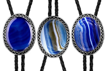 Moranse Bolo Tie with Natural Tiger Eye Stone Celtic Style Genuine and Cowhide Rope(Tiger Eyes 4 Style)