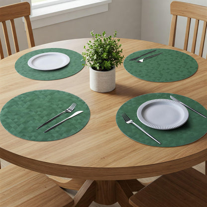 Jovono Upgraded 15" Round Placemats Set of 8, Waterproof & Oil-Proof, Non-Slip Reversible Washable Big Table Mats, Spill-Proof for Kids Families, Restaurant, Hotel, Kitchen, Indoor, Green