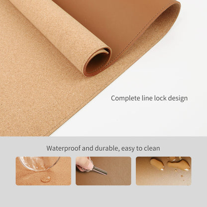 RENMTURE Dual-Sided Desk Pad, Natural Cork & PU Leather Large Mouse mats for Office and Home Work, Desk Protector Non-Slip, Waterproof, Easy Clean (Brown, 36"x17")