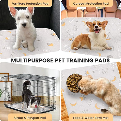 UPSKY Washable Pee Pads for Dogs 4 Pack 18” x 24” Reusable Puppy Pads Waterproof Pet Training Pads, Non-Slip Dog Mats Fast Absorbent Whelping Pads for Playpen, Potty, Crate, Bed