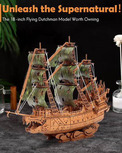 3D Wooden Flying Dutchman Pirate Ship Puzzle Kits for Adults to Build - Ideal Model for Puzzle Building Enthusiasts