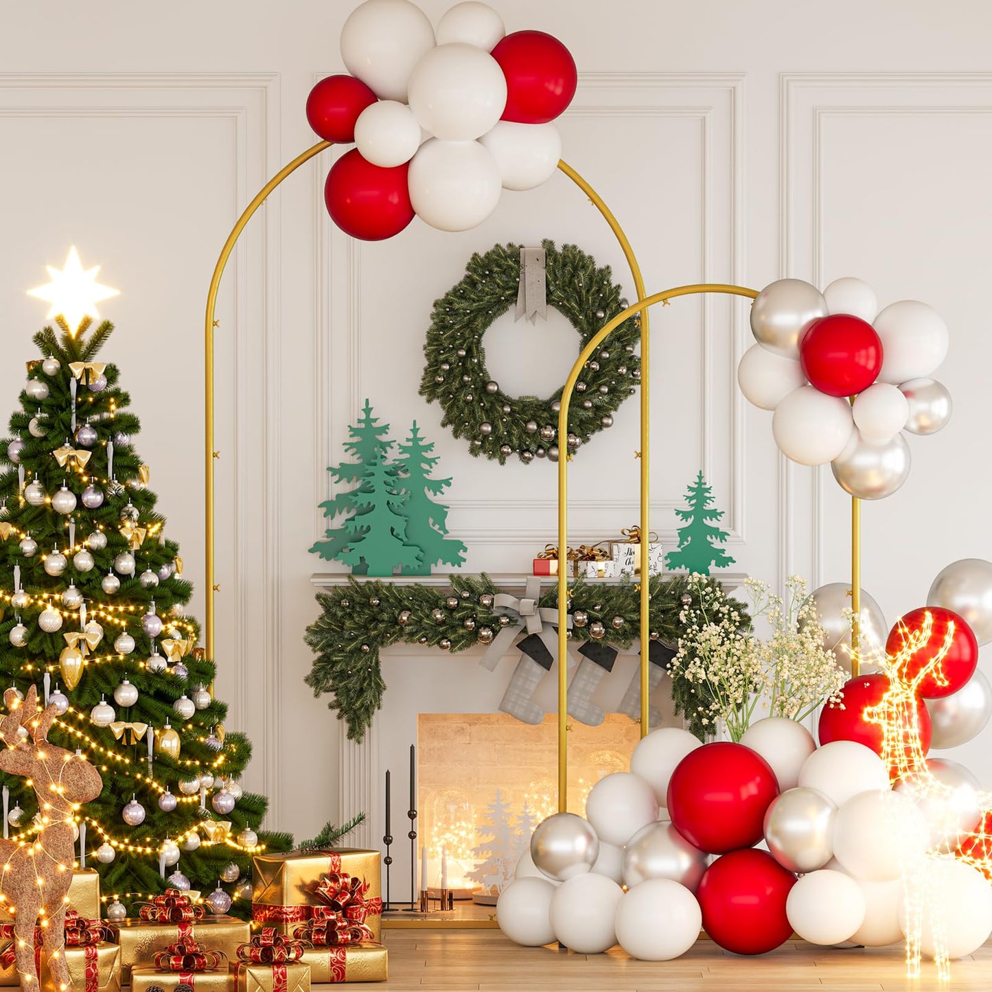 Snughome Arch Backdrop Stand, Set of 2 Metal Balloon Arch Stand (7.2FT+6FT), Gold Wedding Arch Frame for Party, Baby Shower, Holiday, Ideal for Balloon Flower
