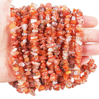 favoramulet 5-8mm Carnelian Tumbled Stone Chip Beads for Jewelry Making, Irregular Shaped Healing Crystal Loose Bead Supply, Pack of 2 Strands(64 inches)