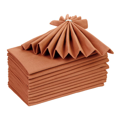 85% Cotton 15% Linen Dinner Cloth Set of 12 Napkins for Everyday Use Over Sized Easter Special Mitered Corners Napkins, Pre Shrunk Good Absorbency Ultra Soft Quality 18x18 in(Rust)