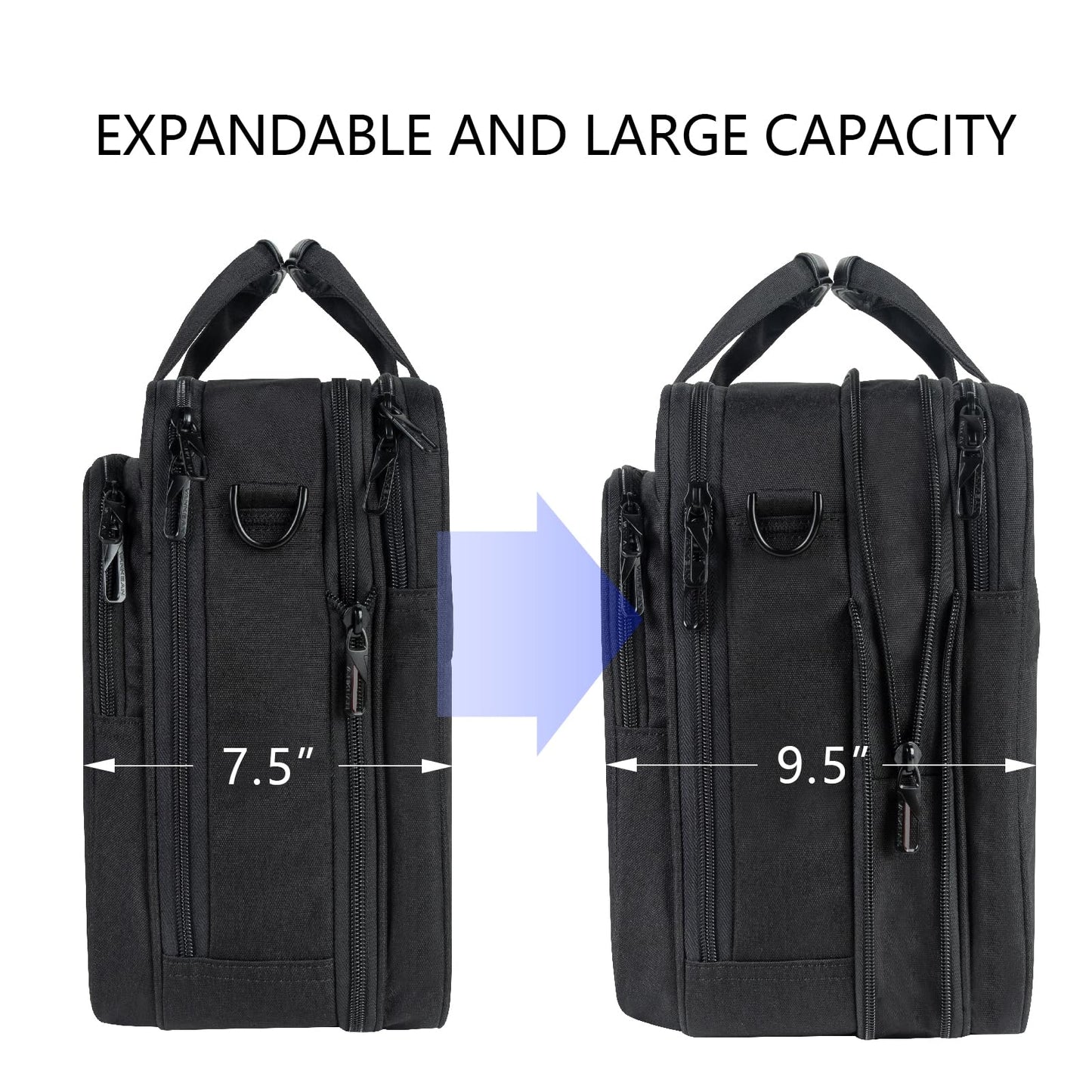 VANKEAN Laptop Briefcase Premium Laptop Case Fits Up to 17.3 Inch Business Shoulder Bag Laptop Expandable Water-Repellent Messenger Bag for Men/Women Computer Bag for Travel/Business/Black-Grey