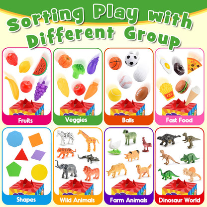 Montessori Sensory Toys for 2-6 Year Olds | 58-Piece Learning & Sorting Games with Mystery Box | Preschool Activities & Speech Therapy Gifts | Easter Basket Stuffers, Birthday Gifts for Boys & Girls