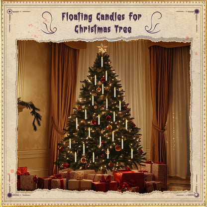 Homemory 20 Pcs Floating Candles with 2 Wand, LED Warm Yellow Magic Deco Candle, Warm Yellow Flameless Taper Candles for Halloween Party Decor