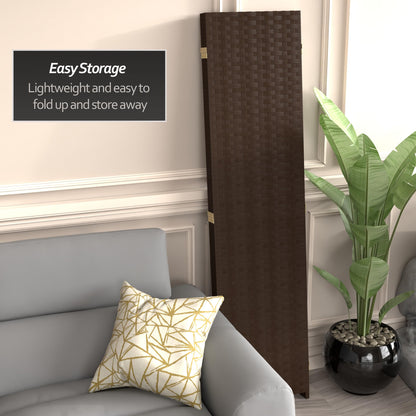 Red Lantern 6 ft. Tall Woven Fiber Room Divider, 3 Panels, Dark Mocha