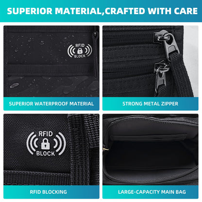 OPOALO RFID Neck Wallet for Travel, Passport Holder, Money Pouch, Black