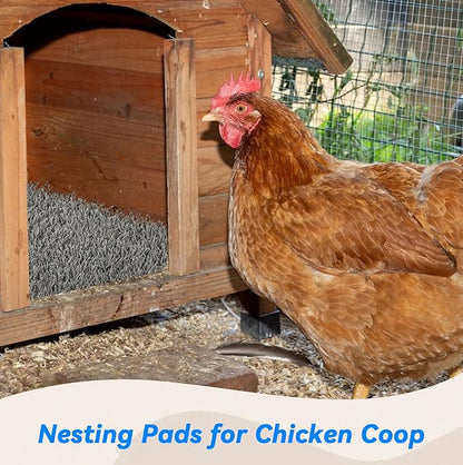 6 Pcs Chickens Nesting Box Pads -12×12",Washable Chickens Nesting Pads Artificial Grass Rug Reusable Hens Nest Boxes Pad Chicken Coop Bedding for Laying Eggs (Grey)