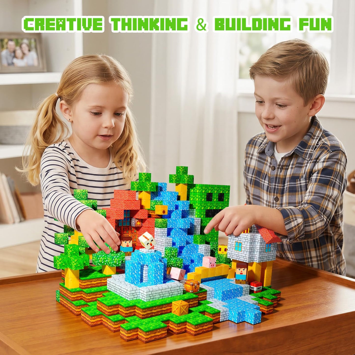 Lukoca Magnetic Building Blocks STEM Toy for Kids 3+ Toddler Educational Construction Gift for Boys & Girls (Green Forest -100pcs)
