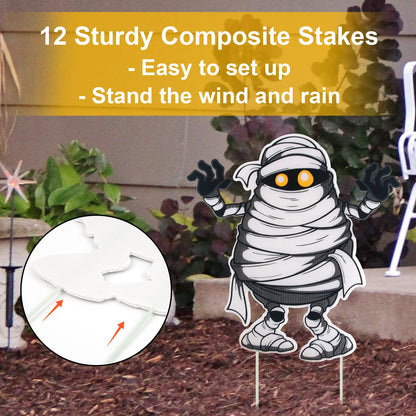 6PCS Yard Signs for Halloween Props Yard Stakes Pumpkin Ghost Monster Yard Sign Stakes for Halloween Decorations Outdoor Lawn Decor Yard Decorations