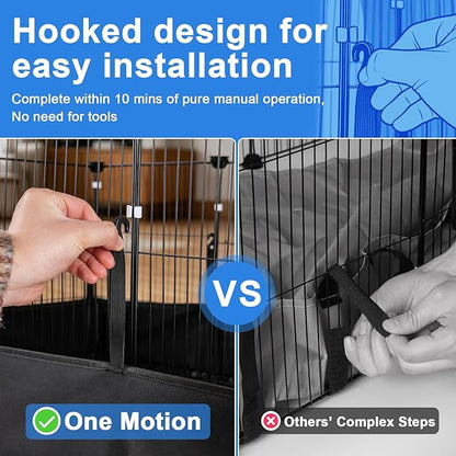 Tresbro Guinea Pig Cage with Waterproof PVC Bottom Liner & One-Hand Release Hook, Triple Fixing C&C Cage for Guinea Pigs, Bunny, Rabbit, Hedgehog, Small Animal Indoor Playpen 48''L x 24''W x 16''H
