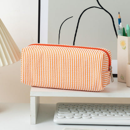 OZAOZ Cute Pencil Case Capacity Pencil Pouch Aesthetic Pen Bag Office Stationery Organizer Simple Sturdy Multifunctional Cosmetic Pouch (orange)