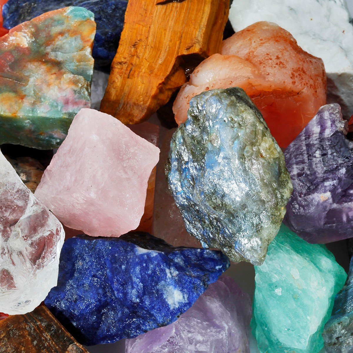 rockcloud 1 lb Natural Crystals Raw Rough Stones for Cabbing,Tumbling,Cutting,Lapidary,Polishing,Reiki Crytsal Healing,Colorful Mixed Stones