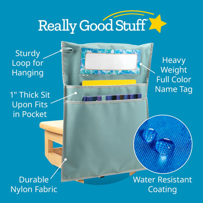 Really Good Stuff Store More Deluxe Dual Storage Deep Pocket Chair Pocket - Calm and Cool