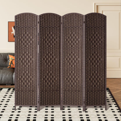 FDW Room Divider Folding Privacy Divider 6 Ft Indoor Wall Divider Portable Partition Wood Screen, Brown (4 Panel)