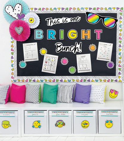 Carson Dellosa Kind Vibes Bulletin Board Set—This is One Bright Bunch Motivational Header with Sunglasses and Sun Cutouts, Bulletin Board Decor (39 pc)