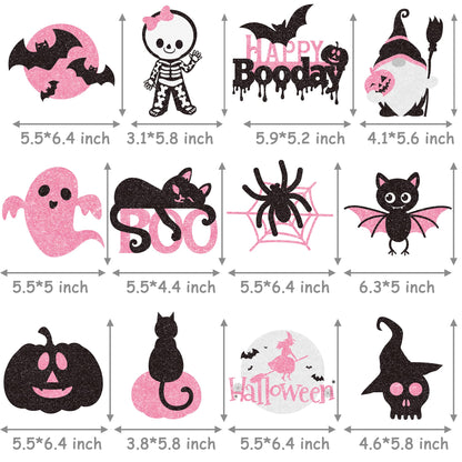 Halloween Happy Boo Day Party Decorations 24PCS Pink Black Pumpkin Ghost Centerpiece Sticks Happy Boo Day Table Toppers Halloween Birthday Party Supplies for Little Boo Baby Shower Decor