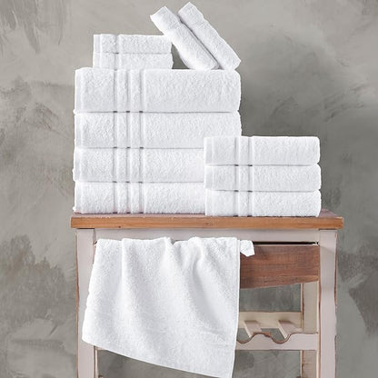 Hawmam Linen White Bath Towels 4 Pack 27 x 54 Inches 100% Turkish Cotton Soft