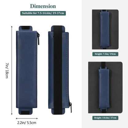 MoKo Elastic Pen Holder for Notebook, 4 Pieces PU Leather Pencil Case with Adjustable Band, Stationery School Supplies Zipper Bag for Planners, Journals, Book