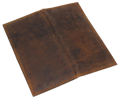 CAZORO Premium Vintage Leather RFID Blocking Slim Checkbook Cover Wallet (Brown)