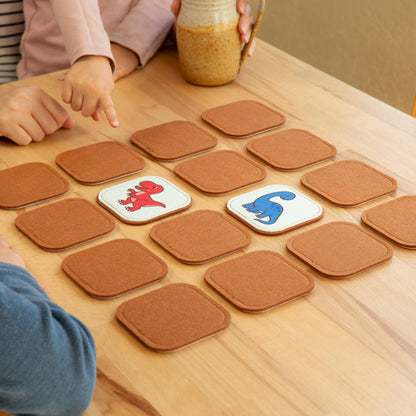 Peapod Play Felt Dinosaur Matching Game for Toddlers – Dino Memory Game & Flash Cards – Soft and Safe for Ages 1+ – Montessori Preschool Learning Activity – Educational Dinosaur Toy for Girls & Boys
