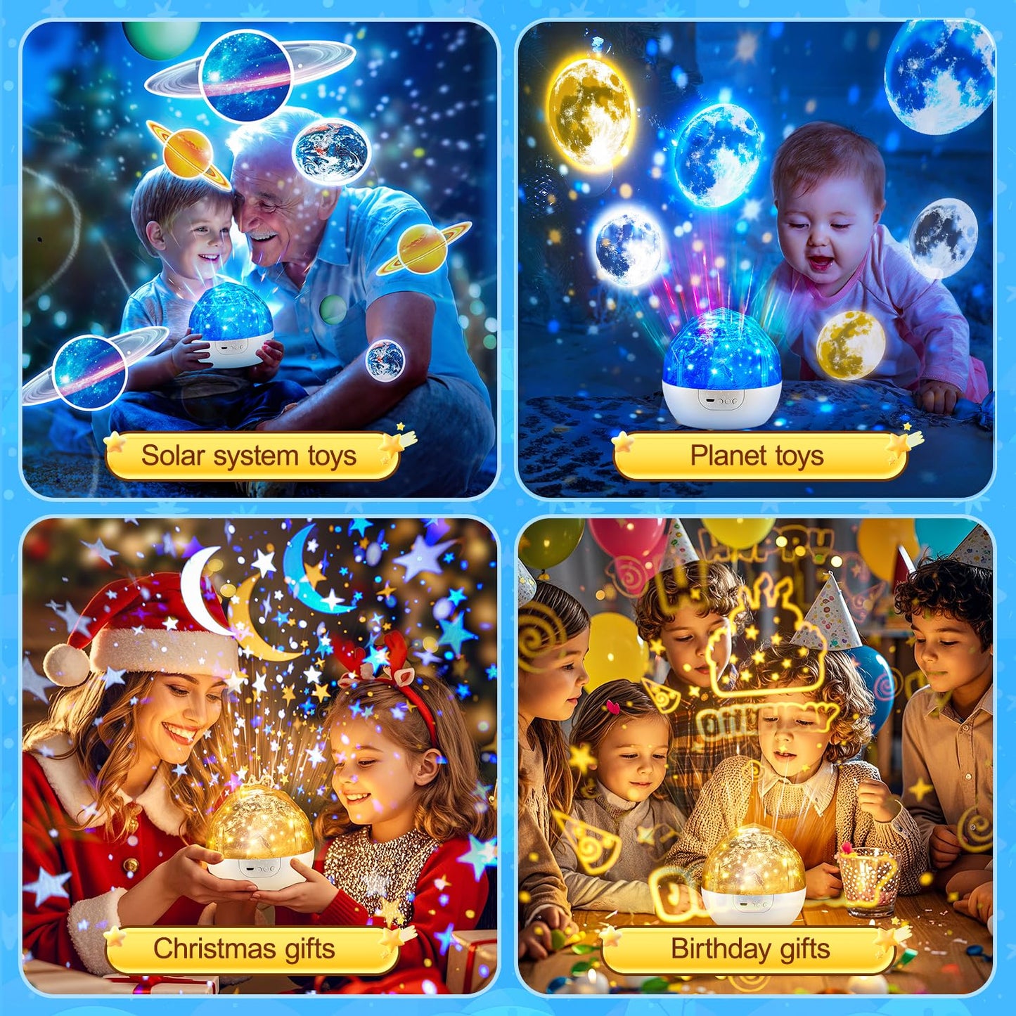 Solar System for Kids Projector Night Light, 360°Rotating+5 Films Planet Space Projector for Bedroom, Bright Night Light for Boys Room, Space Toys for Kids 3-5, Solar System Planet Toys for Boy Gifts